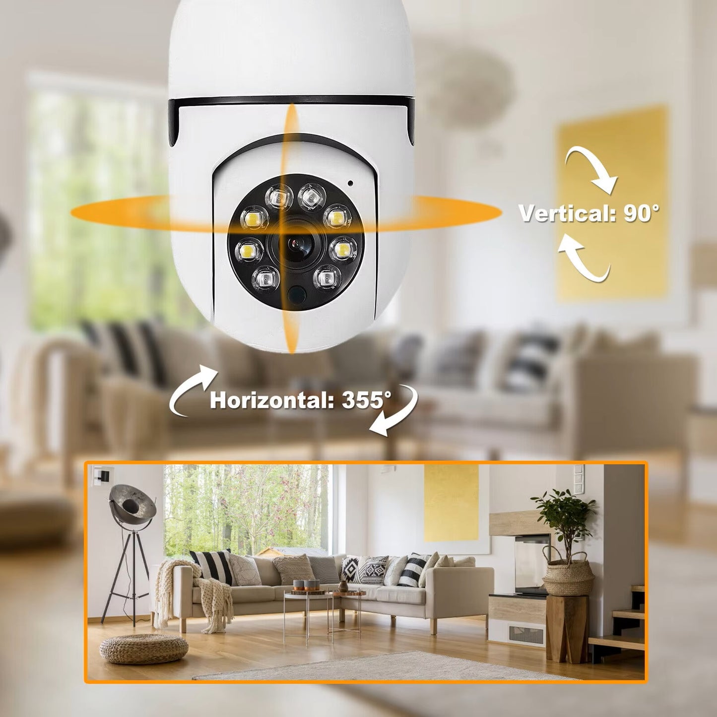 CCTV Caméra Ampoule Wifi sécurité à domicile finie l'insécurité 360 degree Connectable Avec Le Téléphone  Camera