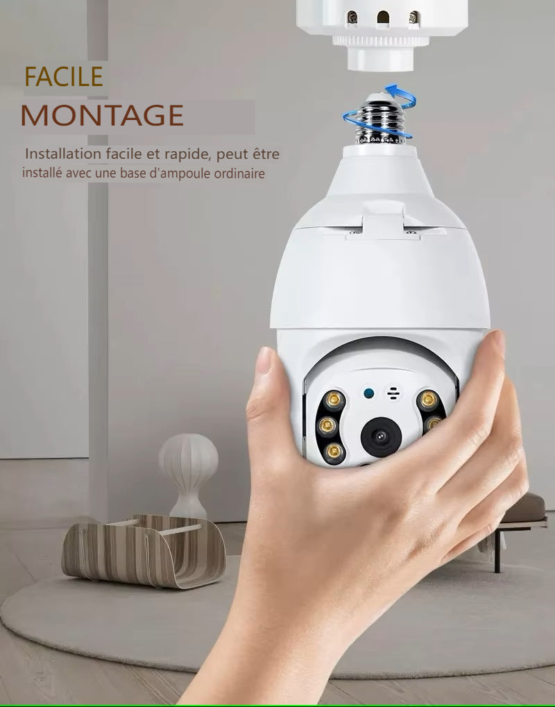 CCTV Caméra Ampoule Wifi sécurité à domicile finie l'insécurité 360 degree Connectable Avec Le Téléphone  Camera