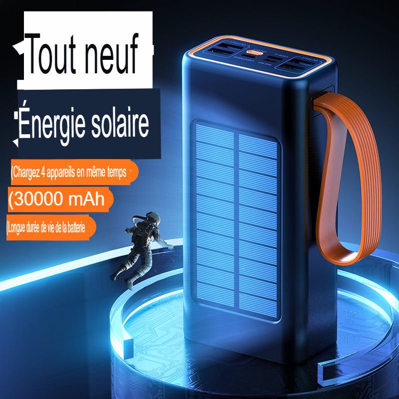 Power Bank Chargeable Avec Courant et Panneau Solaire Autonomie Durable Powerbank