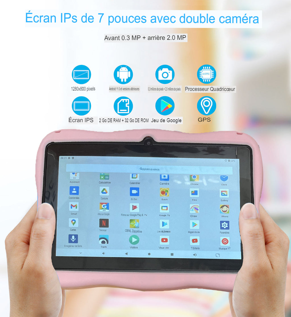 Tablette Pour Enfants Android 7 Pouces Jeu D'ordinateur Kitoko Oyo WAPI !