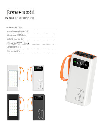 Power Bank Chargeable Avec Courant et Panneau Solaire Autonomie Durable Powerbank