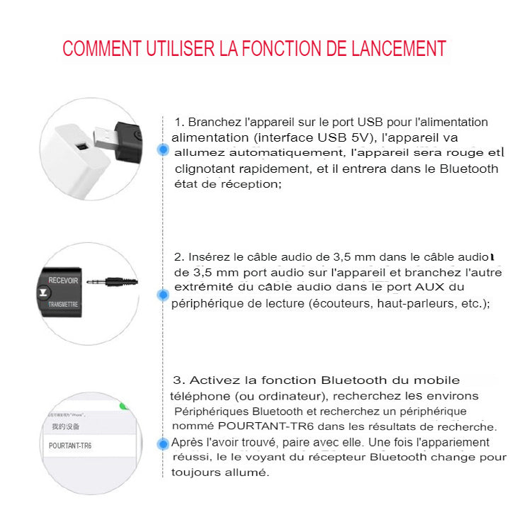 Émetteur Et Récepteur Bluetooth Rendez Tout Appareil Connectable Avec Bluetooth