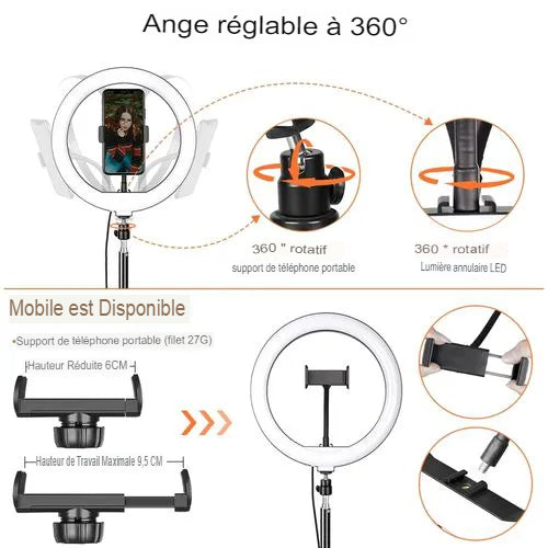 TRIPOD Pour Selfie Studio Influenceur Tiktok Tripod Adjustable Avec Lumiere