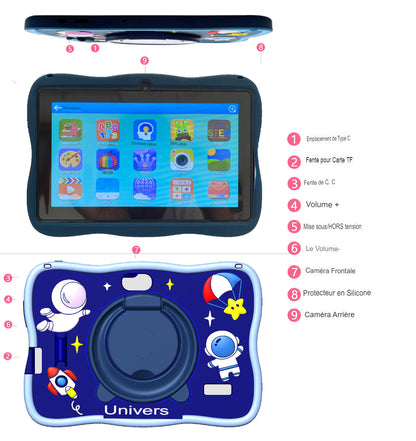 Tablette Pour Enfants Android 7 Pouces Jeu D'ordinateur Kitoko Oyo WAPI !