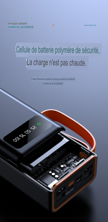 Power Bank Chargeable Avec Courant et Panneau Solaire Autonomie Durable Powerbank