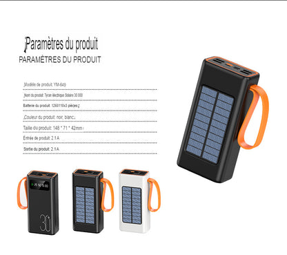 Power Bank Chargeable Avec Courant et Panneau Solaire Autonomie Durable Powerbank