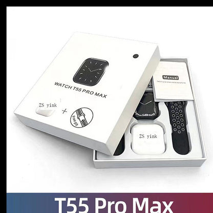 2 Produits dans 1 Carton Montre intelligente avec écouteurs t55 pro max