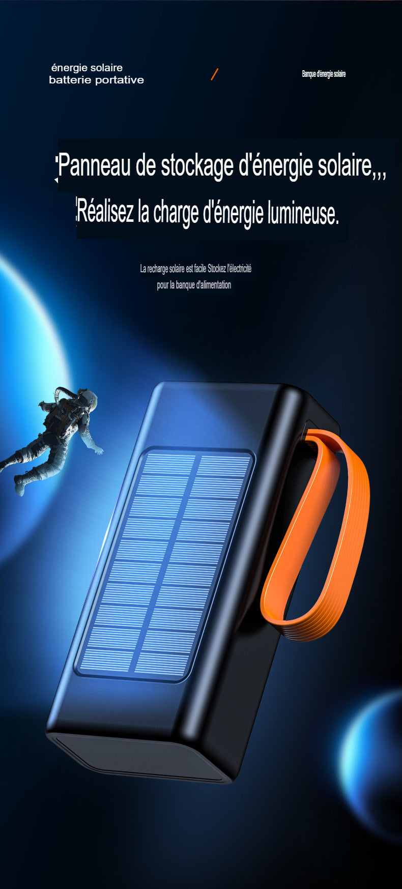 Power Bank Chargeable Avec Courant et Panneau Solaire Autonomie Durable Powerbank