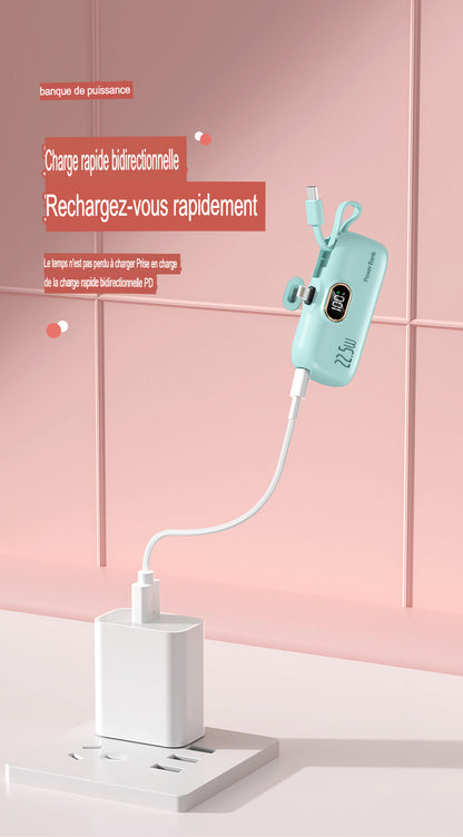 Powerbank De Capsule 5000 mAh Avec Un Câble Power Bank Portable Charge Rapide Longue Durée De Vie De La Batterie