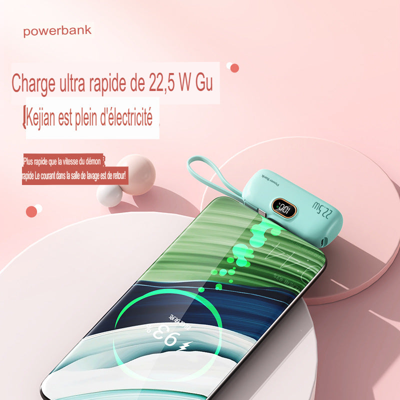 Powerbank De Capsule 5000 mAh Avec Un Câble Power Bank Portable Charge Rapide Longue Durée De Vie De La Batterie